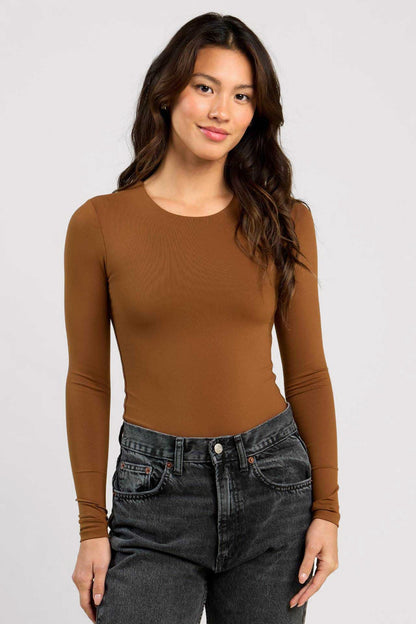 Long Sleeve Crewneck Bodysuit | Chocolate