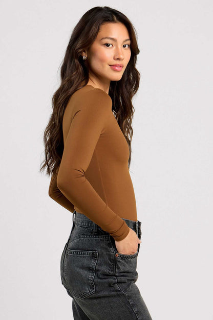 Long Sleeve Crewneck Bodysuit | Chocolate