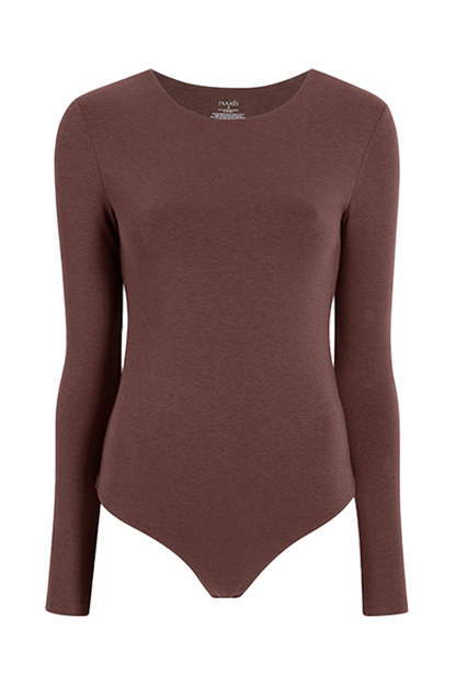 Long Sleeve Crewneck Bodysuit | Coffee