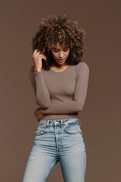 Long Sleeve Ribbed Crewneck Bodysuit