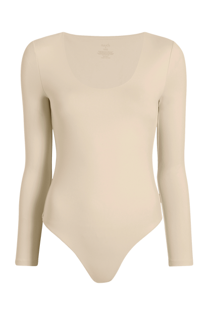 Long Sleeve Scoop Neck Bodysuit | Bone