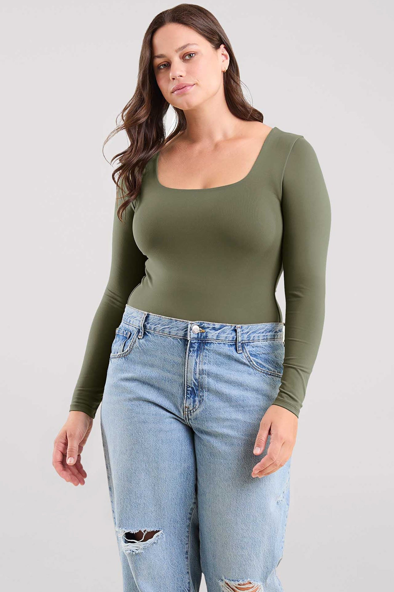 Long Sleeve Square Neck Bodysuit