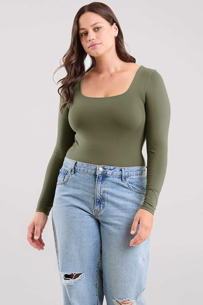 Long Sleeve Square Neck Bodysuit