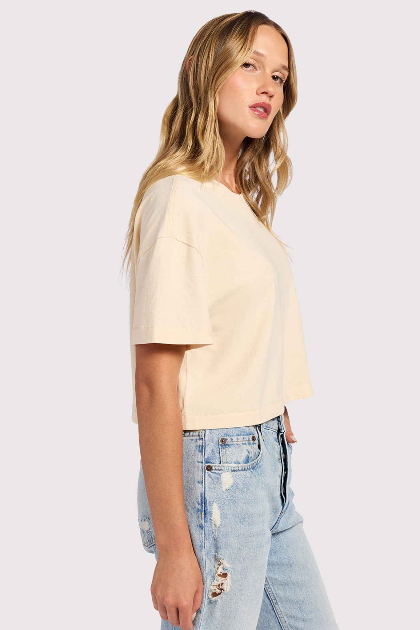 Vintage Cotton Cropped Tee | Bone