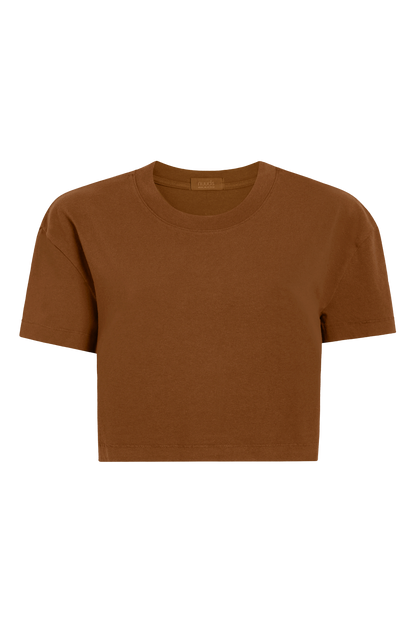 Vintage Cotton Cropped Tee | Chocolate