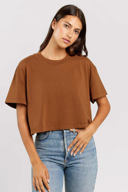Vintage Cotton Cropped Tee | Chocolate