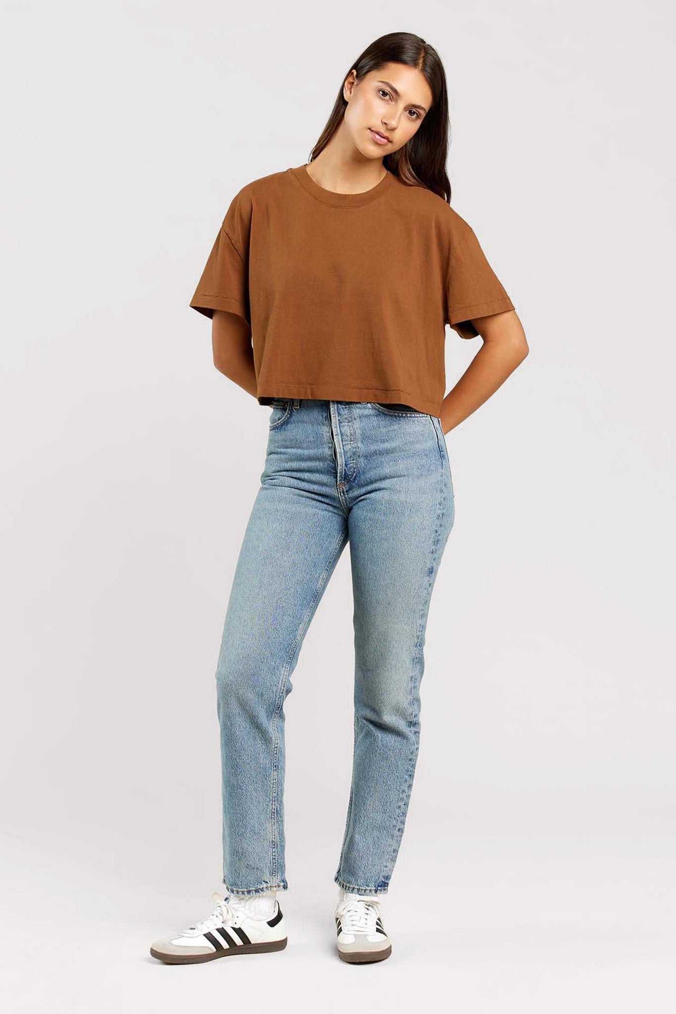 Vintage Cotton Cropped Tee | Chocolate