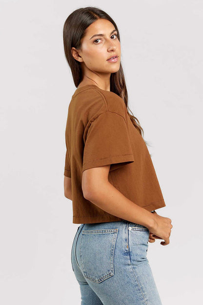 Vintage Cotton Cropped Tee | Chocolate