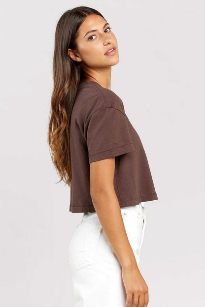 Vintage Cotton Cropped Tee | Coffee