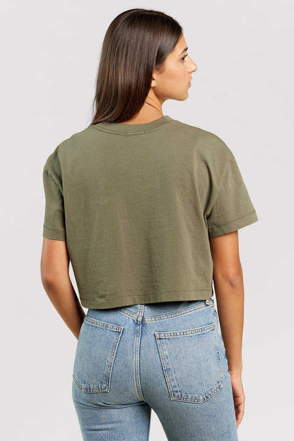 Vintage Cotton Cropped Tee | Olive