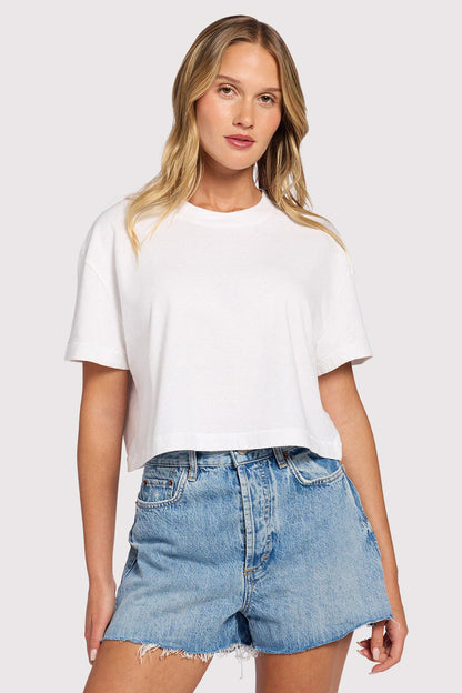 Vintage Cotton Cropped Tee | White