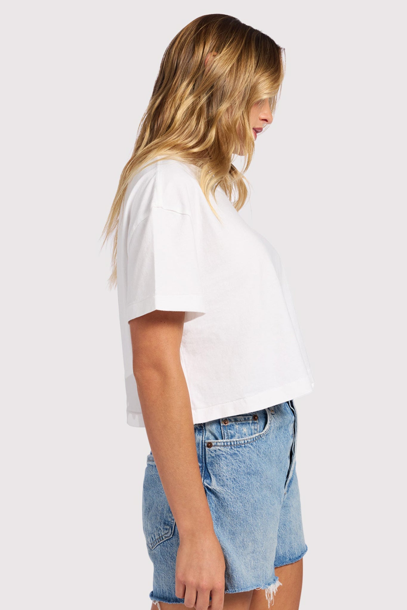 Vintage Cotton Cropped Tee | White