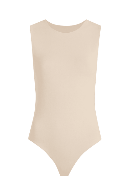 Cotton Stretch Classic Crewneck Tank Bodysuit | Bone