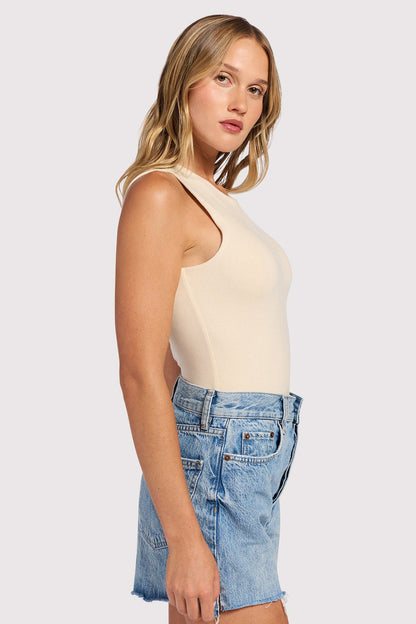 Cotton Stretch Classic Crewneck Tank Bodysuit | Bone