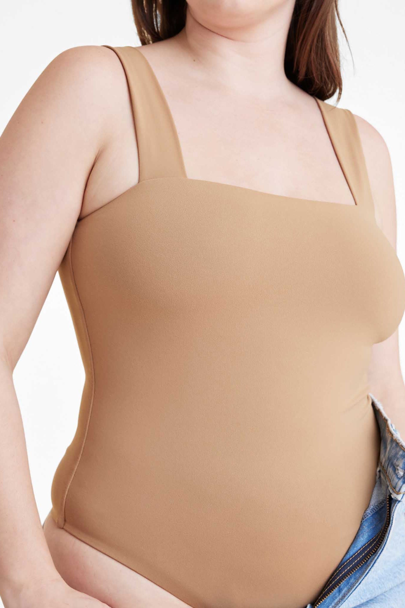 Square Neck Tank Bodysuit | Cinnamon