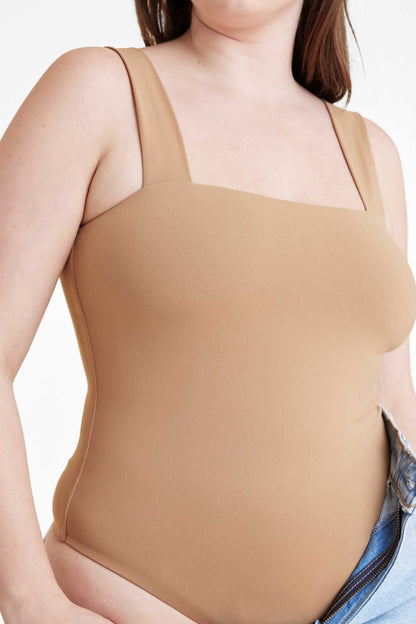 Square Neck Tank Bodysuit | Cinnamon