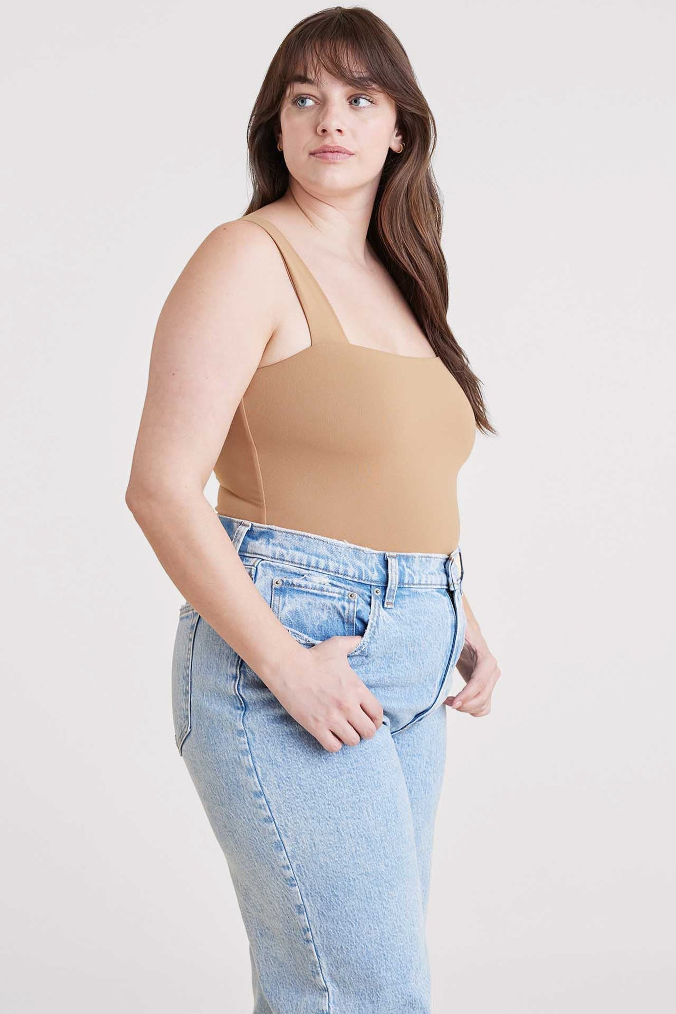 Square Neck Tank Bodysuit | Cinnamon