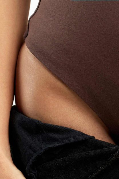Square Neck Tank Bodysuit | Coffee