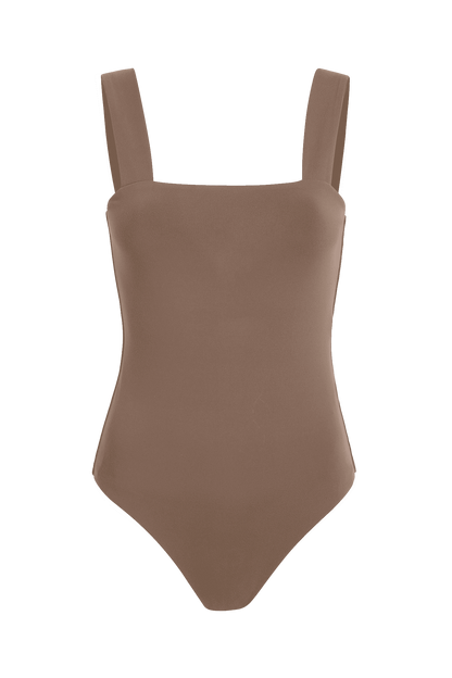 Square Neck Tank Bodysuit | Mocha