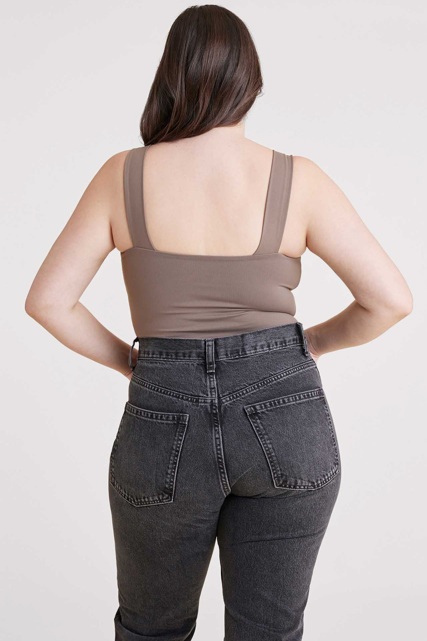 Square Neck Tank Bodysuit | Mocha