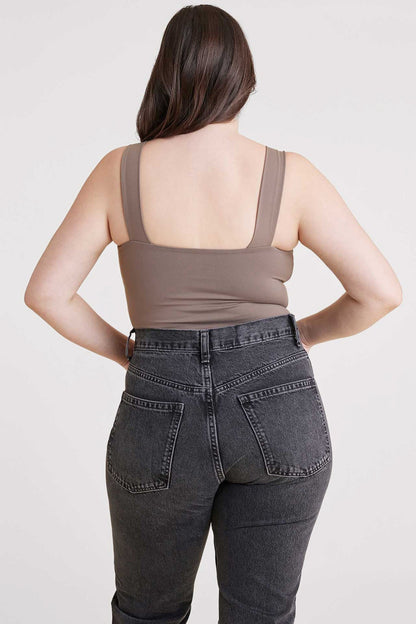 Square Neck Tank Bodysuit | Mocha