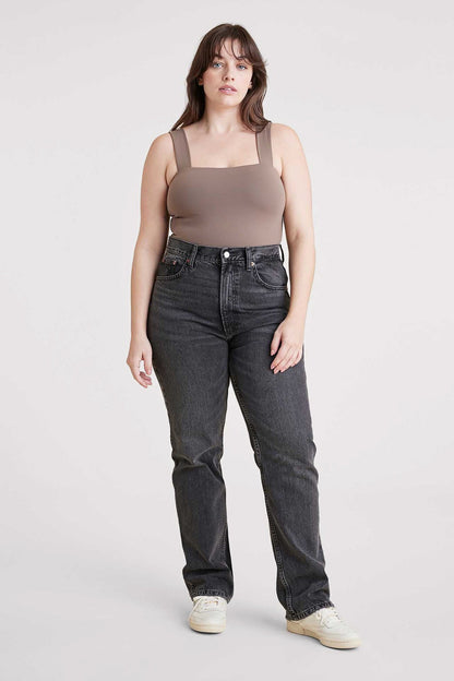 Square Neck Tank Bodysuit | Mocha