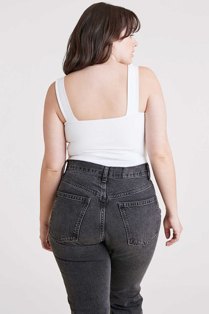 Square Neck Tank Bodysuit | White