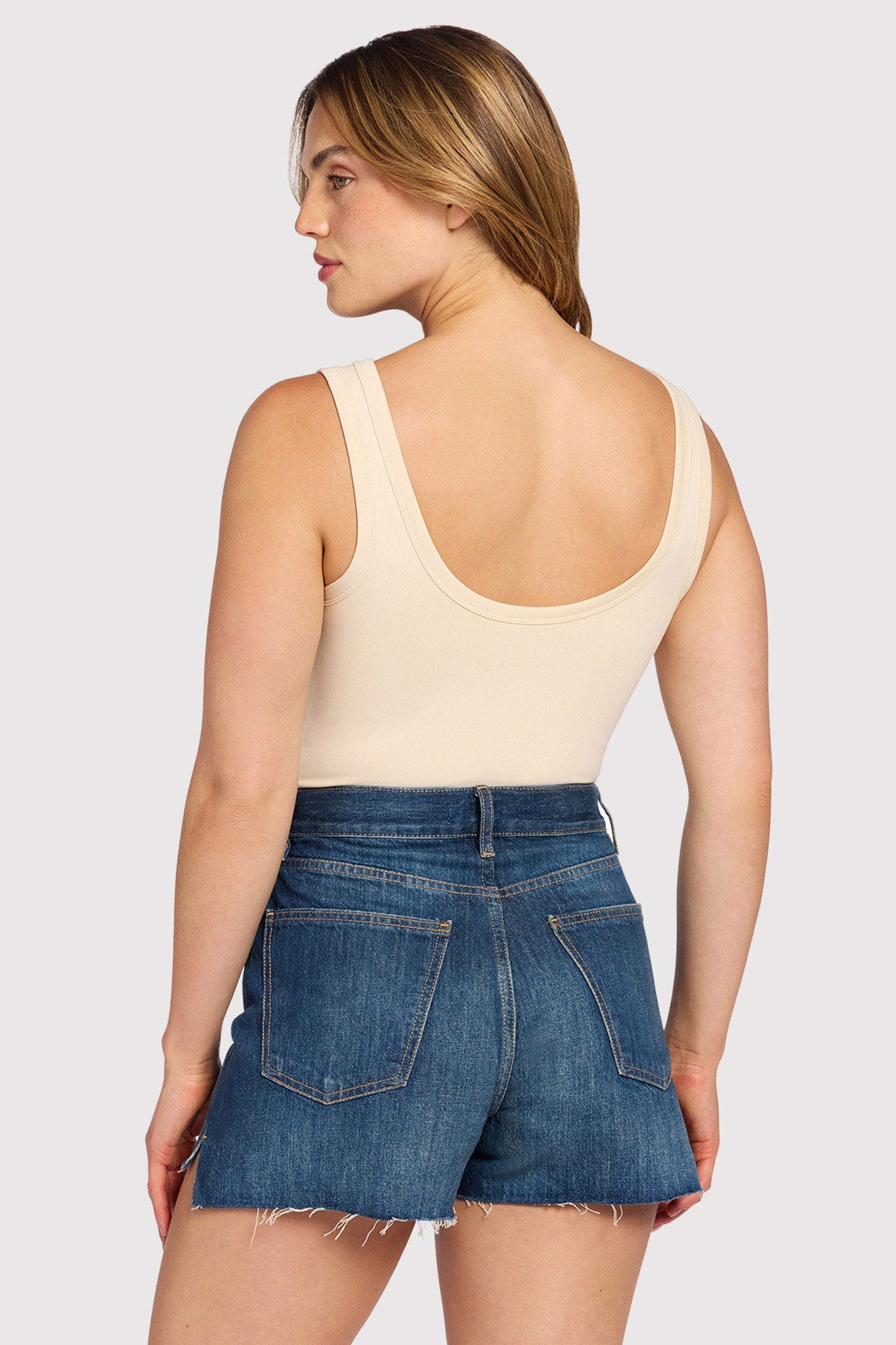 Seamless Scoop Tank Bodysuit | Bone