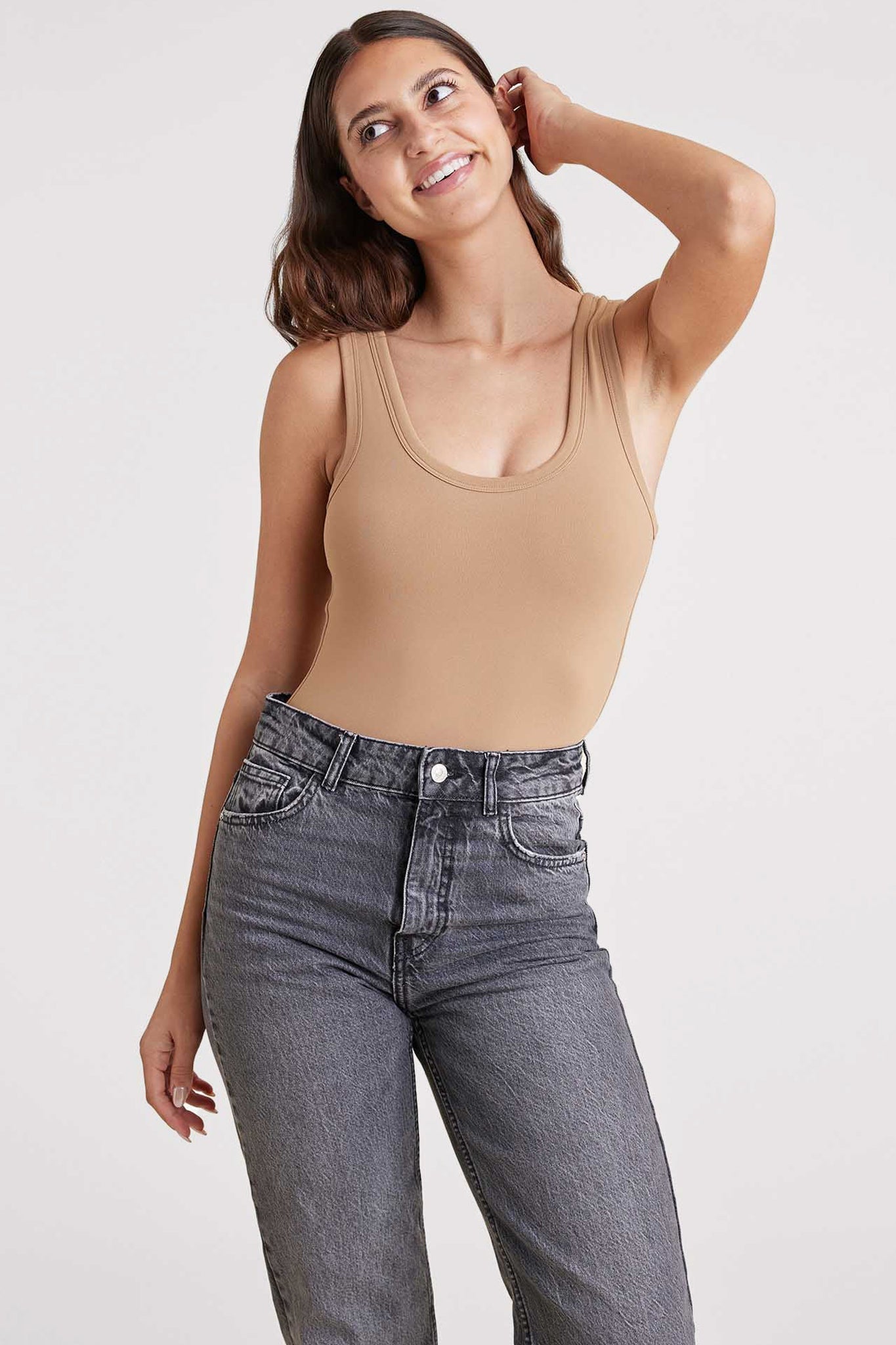 Seamless Scoop Tank Bodysuit | Cinnamon