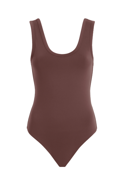 Seamless Scoop Tank Bodysuit | Coffee