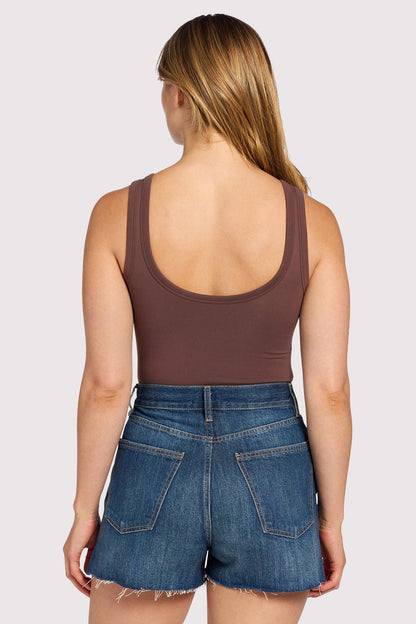 Seamless Scoop Tank Bodysuit | Coffee