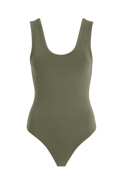 Seamless Scoop Tank Bodysuit | Olive
