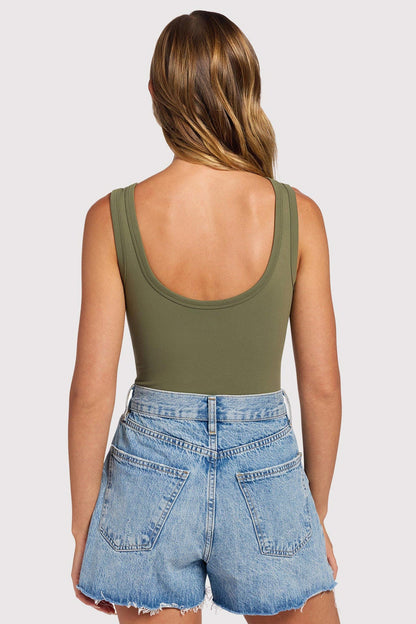 Seamless Scoop Tank Bodysuit | Olive