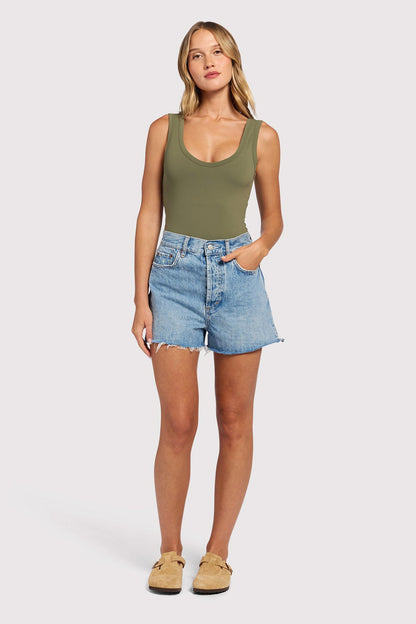 Seamless Scoop Tank Bodysuit | Olive