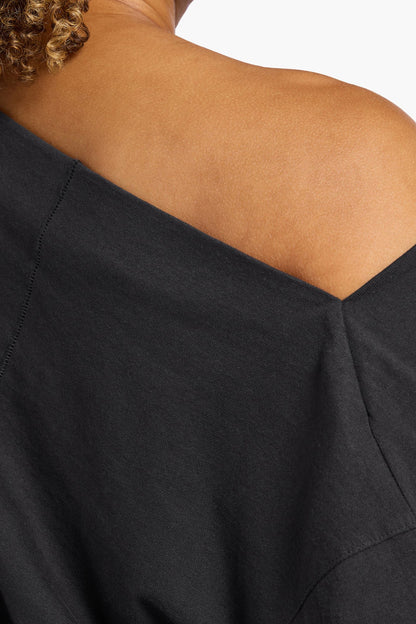 Vintage Cotton Off The Shoulder T-Shirt | Black
