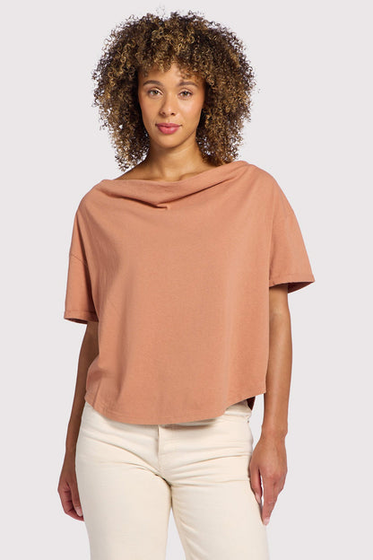 Vintage Cotton Off The Shoulder T-Shirt | Clay