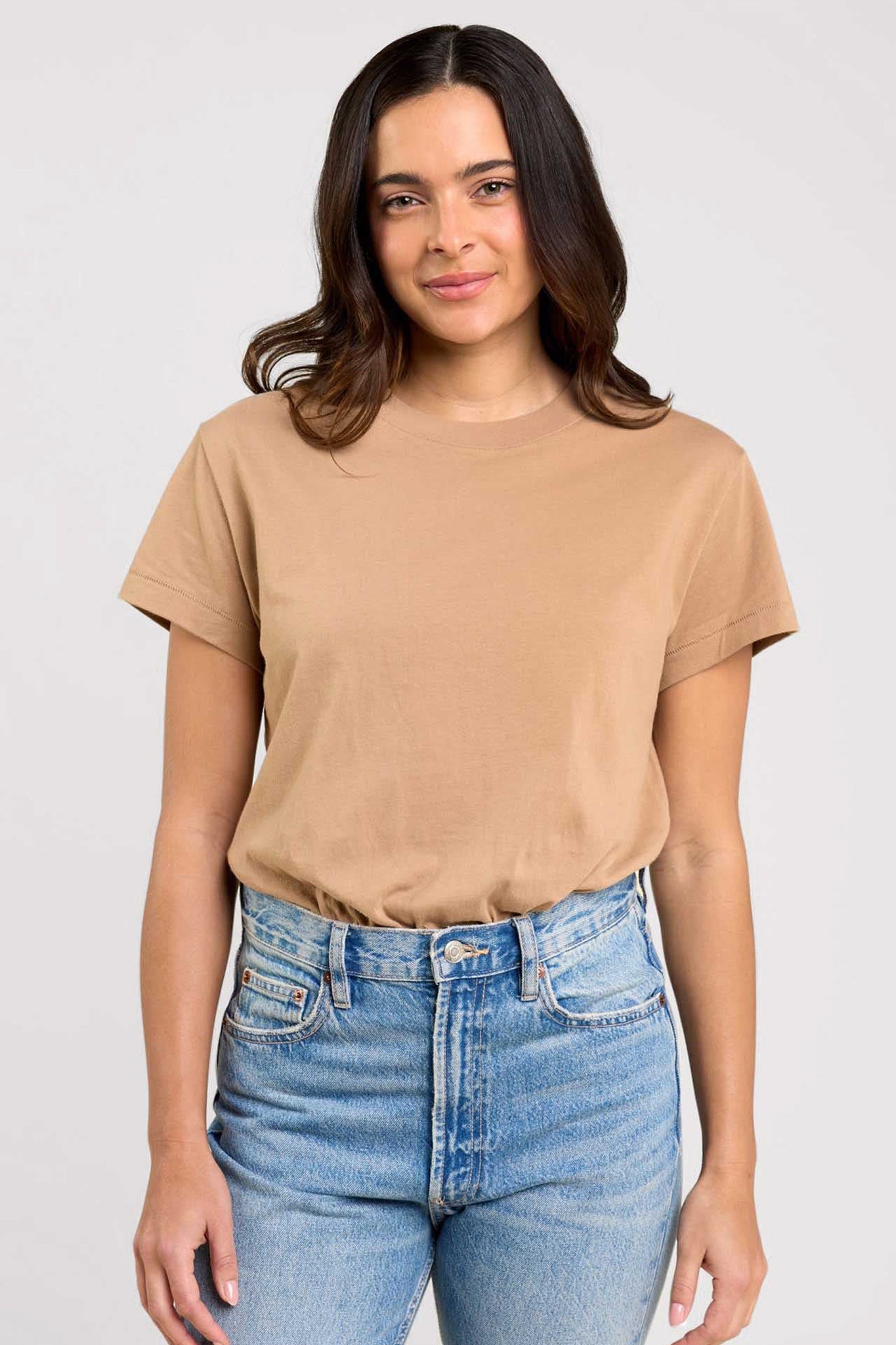 Soft Cotton Everyday T-Shirt Bodysuit | Cinnamon