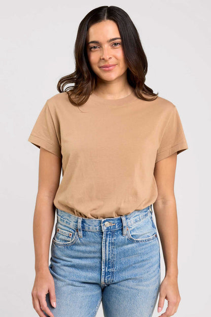 Soft Cotton Everyday T-Shirt Bodysuit | Cinnamon