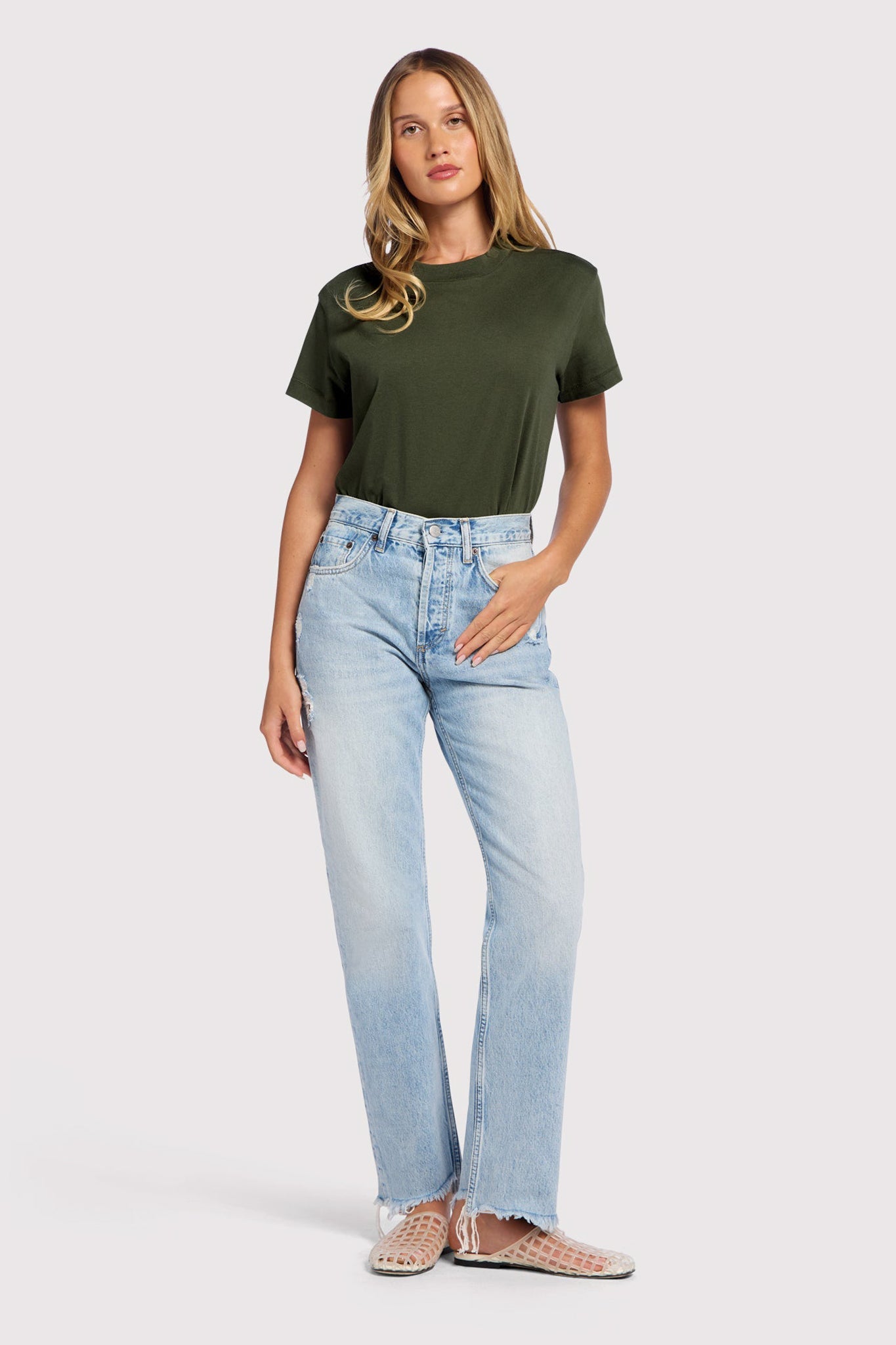 Soft Cotton Everyday T-Shirt Bodysuit | Darkest Olive