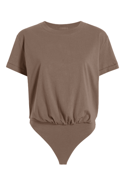 Soft Cotton Everyday T-Shirt Bodysuit | Mocha