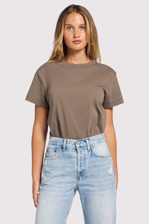 Soft Cotton Everyday T-Shirt Bodysuit | Mocha