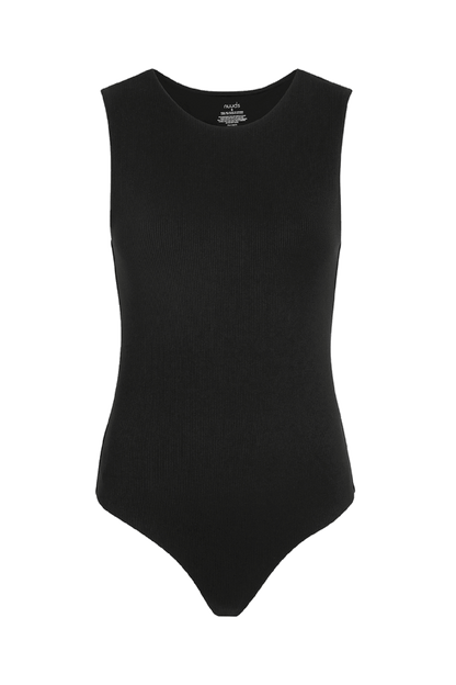 Ribbed Crewneck Tank Bodysuit | Black