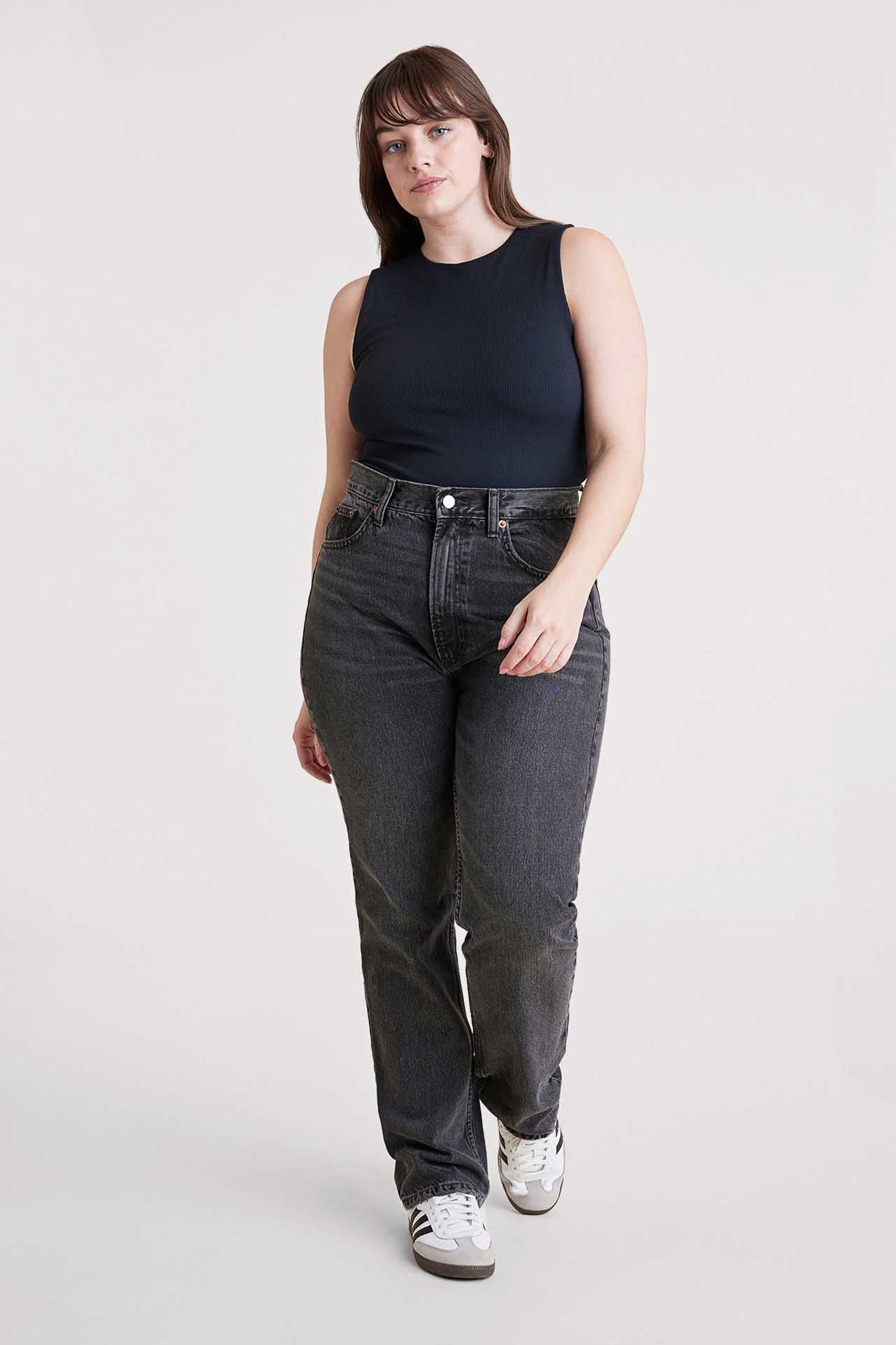 Ribbed Crewneck Tank Bodysuit | Black