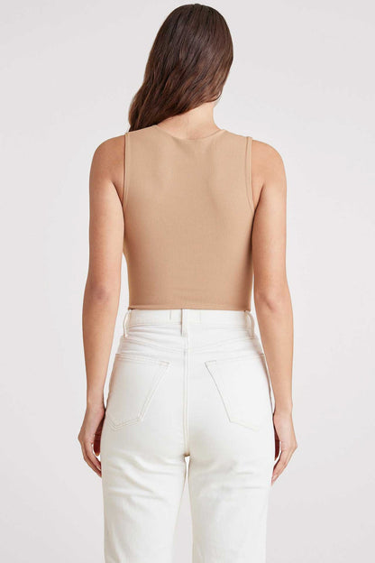 Ribbed Crewneck Tank Bodysuit | Cinnamon