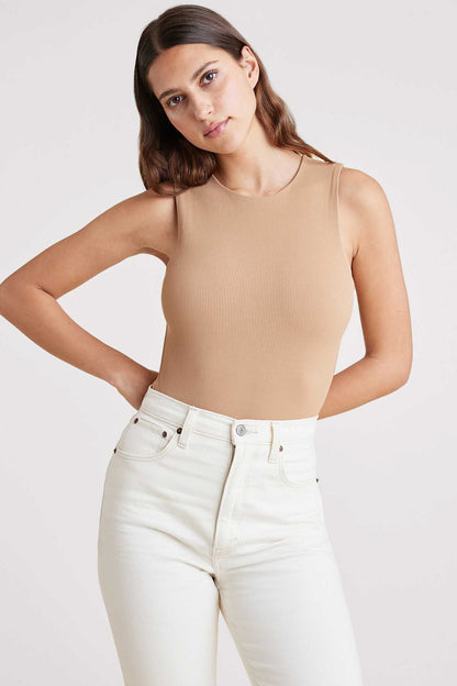 Ribbed Crewneck Tank Bodysuit | Cinnamon