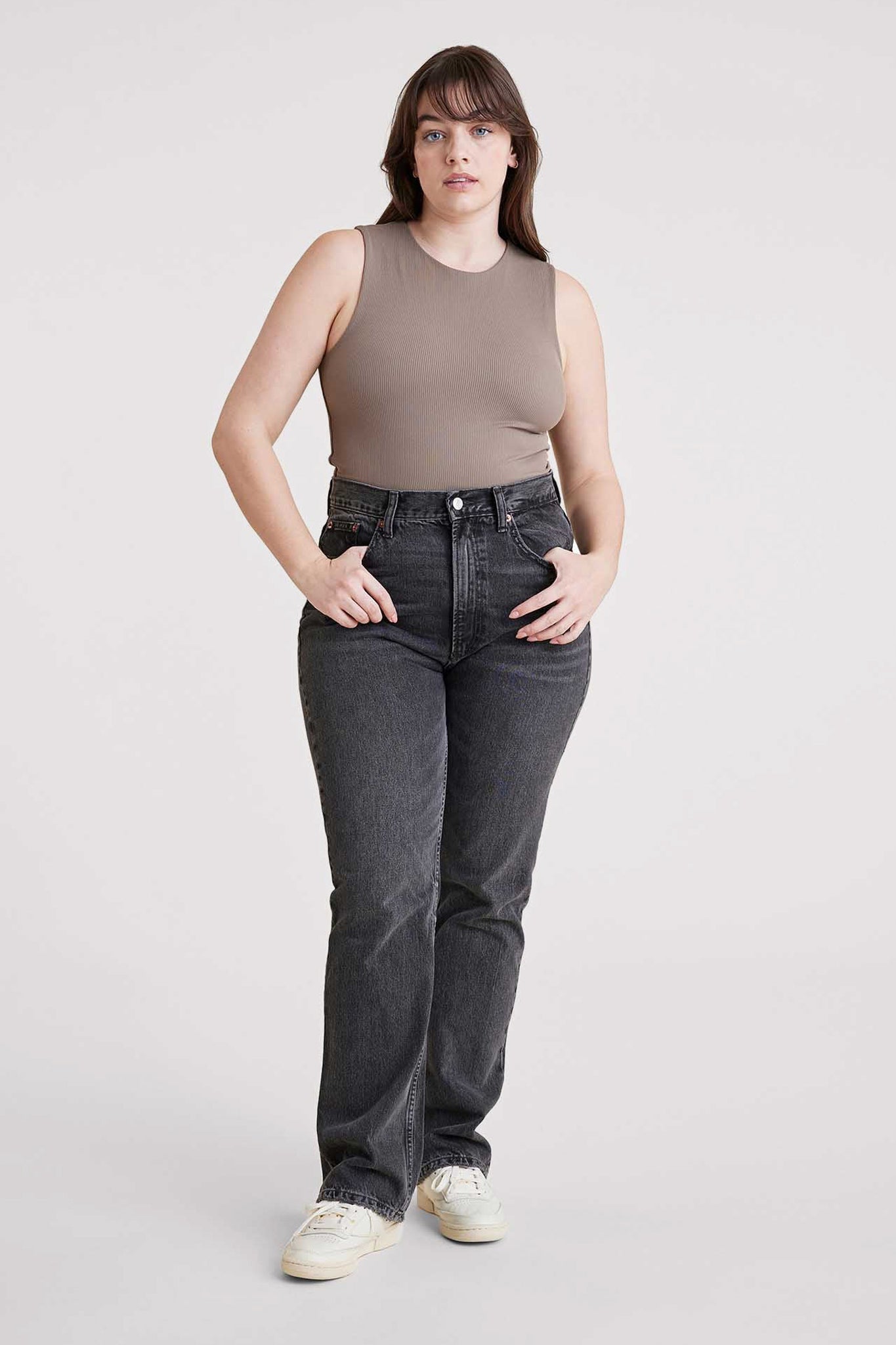 Ribbed Crewneck Tank Bodysuit | Mocha