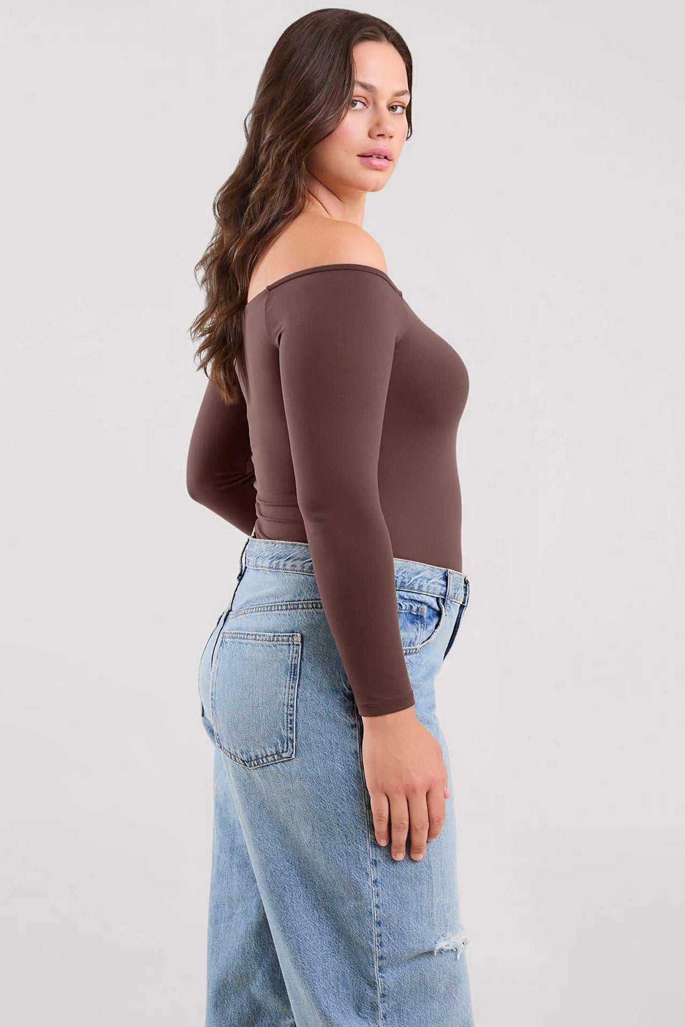 Off The Shoulder Bodysuit | Coffee