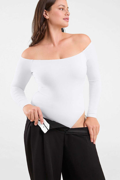 Off The Shoulder Bodysuit | White