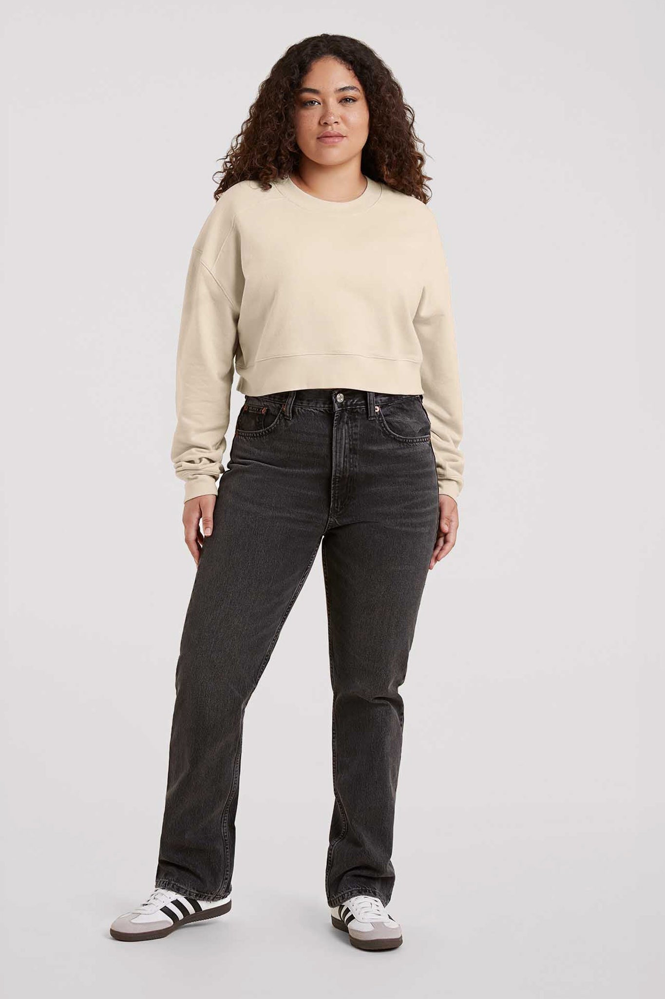 Cropped Crewneck Sweatshirt | Bone