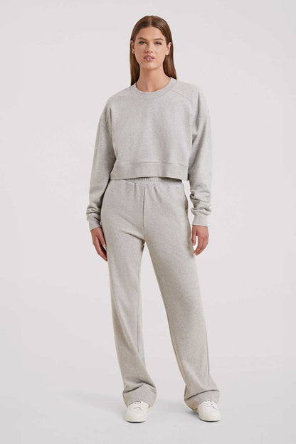 Cropped Crewneck Sweatshirt | Heather Grey